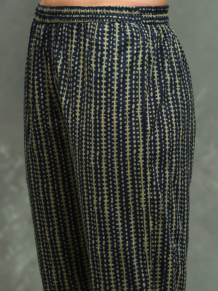 Printed Cotton Blend Kurta With Pants &amp; Dupatta