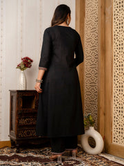 Neck Patti Cotton Kurta With Pants & Dupatta