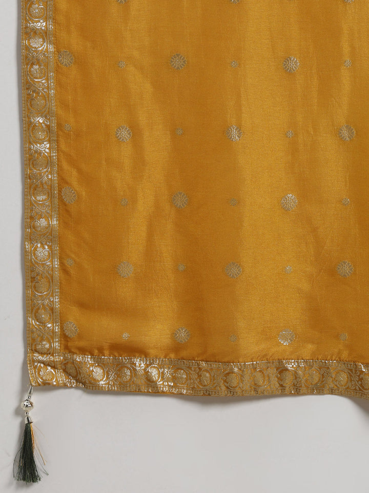 Embroidered Banarasi Choli With Lehenga &amp; Dupatta