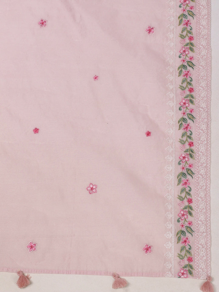 Embroidered Chanderi Kurta With Pant &amp; Dupatta