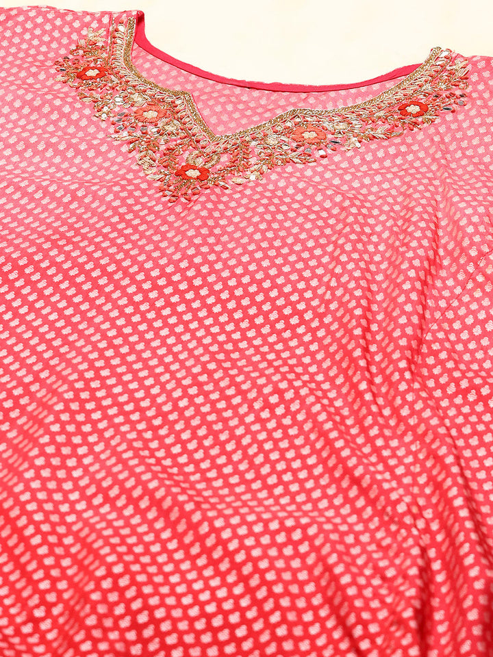 Neck Embroidered Art Silk Kurta With pants