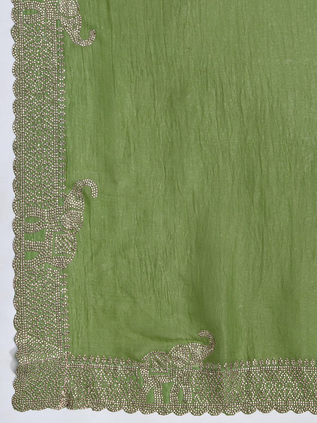 Stone Embroidery Chinon Saree