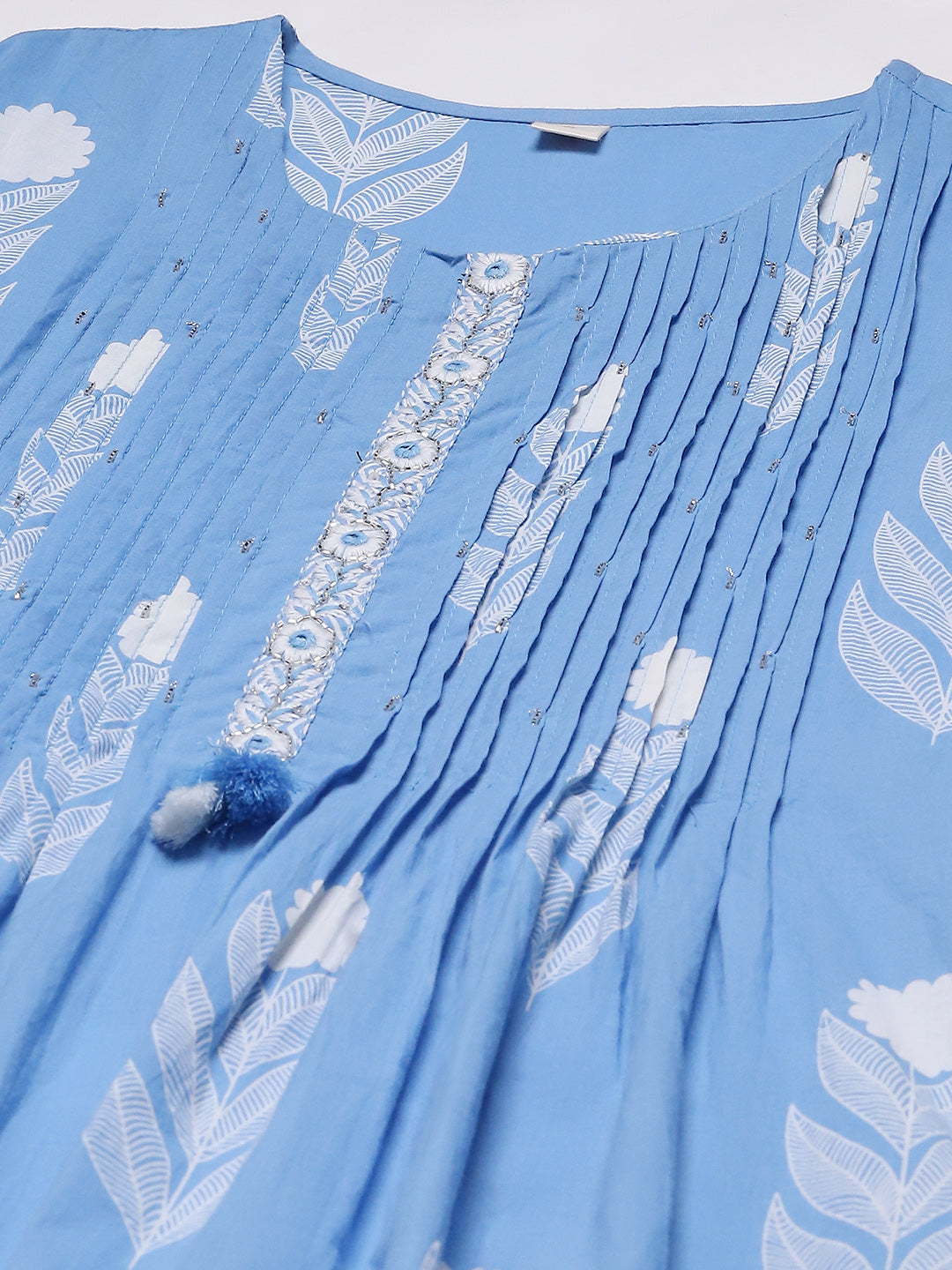 Printed Cotton Blend Kurta With Pants & Dupatta