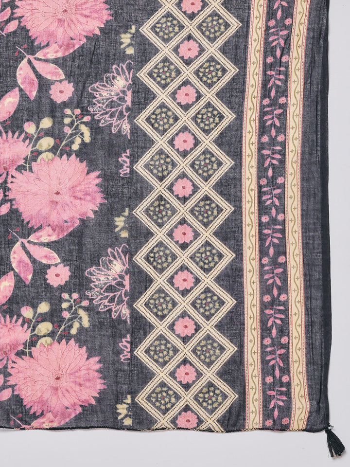 Printed Cotton Blend Kurta With Pants &amp; Dupatta