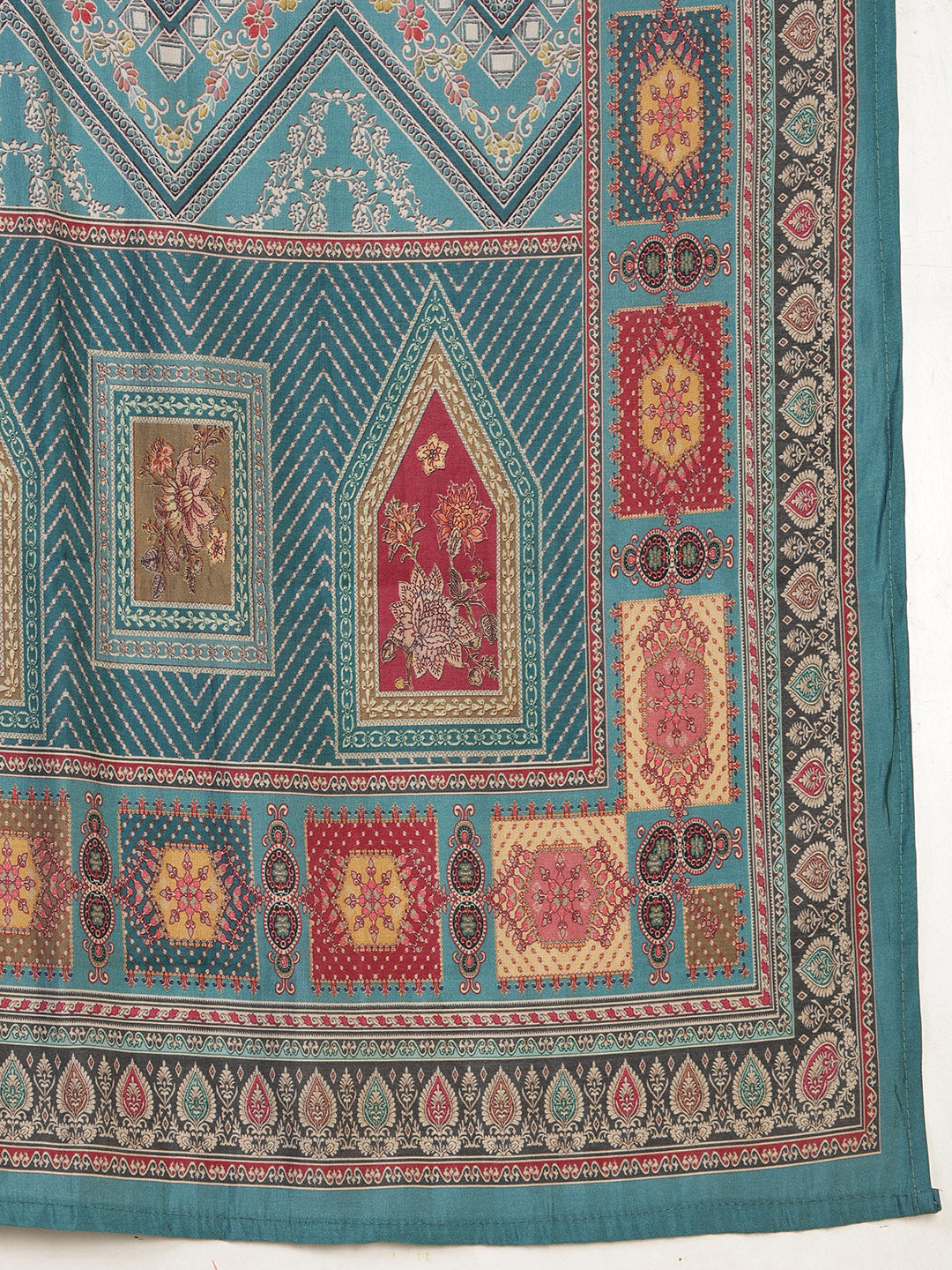 Neck Embroidered Muslin Kurta With Pants & Dupatta