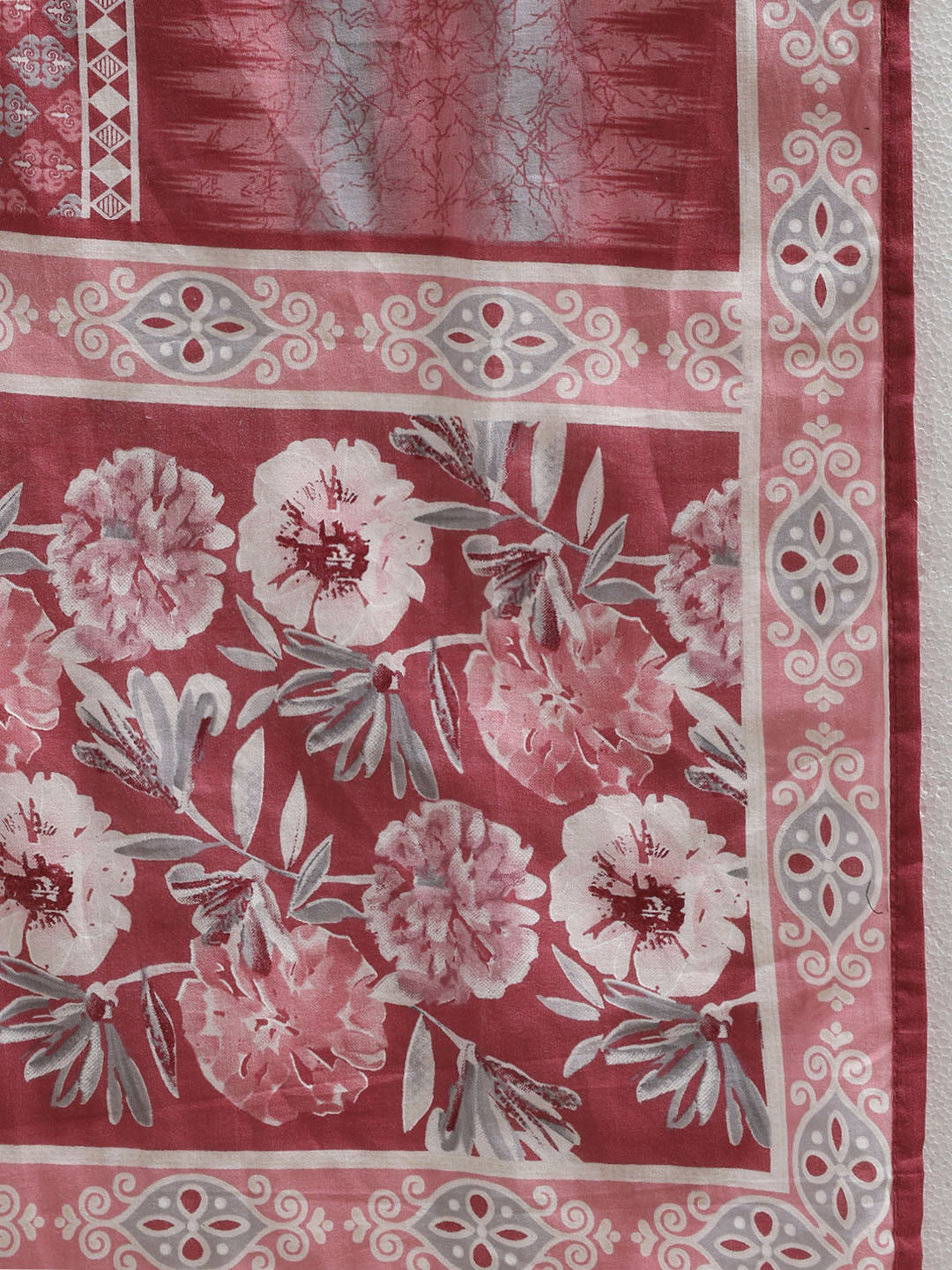Floral Parinted Cotton Blend Kurta With Pants &amp; Dupatta
