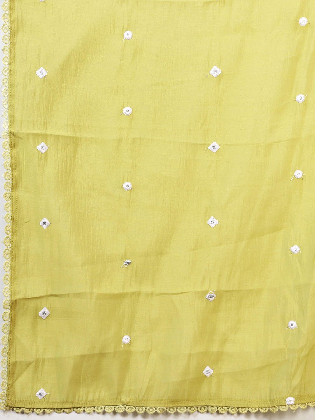 Mirror Work Cotton Blend Kurta With Pant And Dupatta
