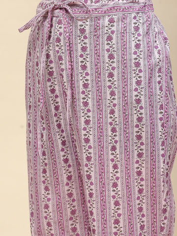 Floral Printed Cotton Kurta With Pants