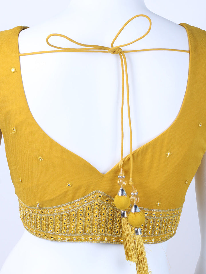 Resham Mirror Work Georgette Choli With Lehenga &amp; Dupatta