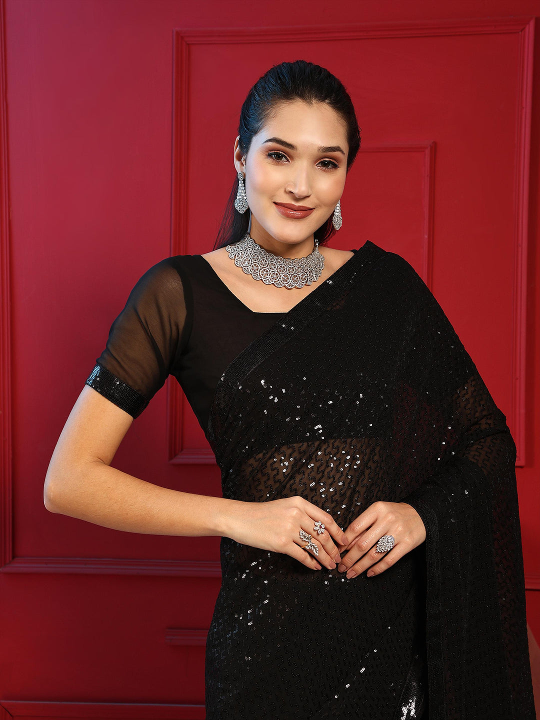 Embroidered Georgette Saree