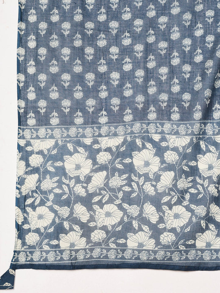 Printed Cotton Blend Kurta With Pant &amp; Dupatta