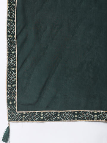 Banarasi Printed Embroidery Kurta With Pants & Dupatta