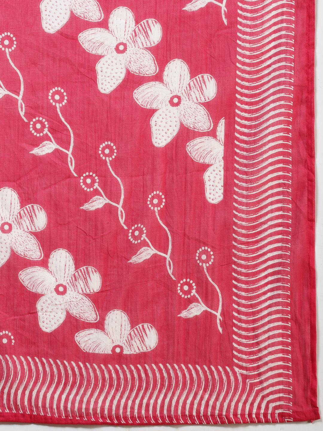 Printed Cotton Blend Kurta With Pants & Dupatta