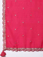 Neck Embroidered Handloom Kurti With Palazzo & Dupatta