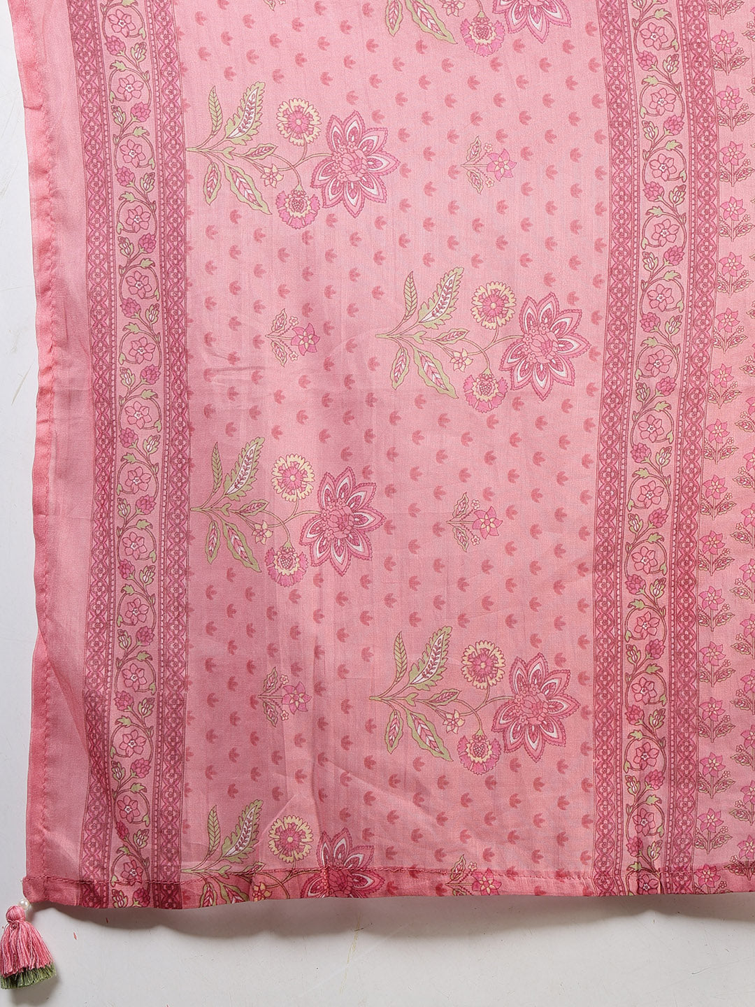 Printed Cotton Blend Kurta With Pants & Dupatta