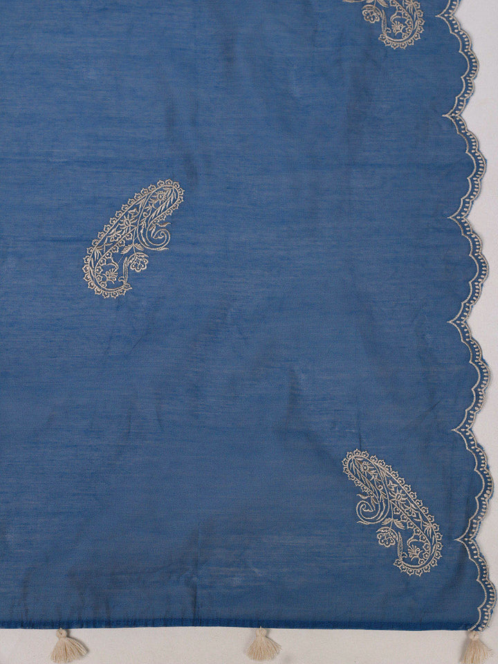 Embroidered Chanderi Kurta With Pant &amp; Dupatta