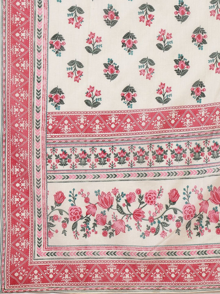 Printed Cotton Blend Kurta With Pant &amp; Dupatta