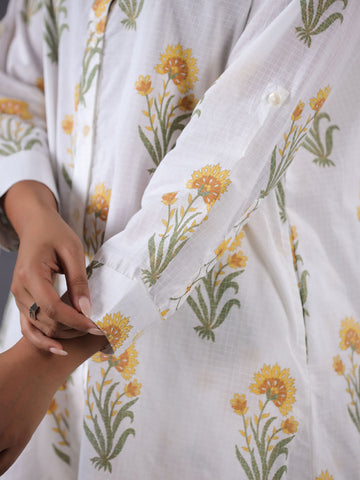 Floral Printed Cotton Blend  Kurta With Pants