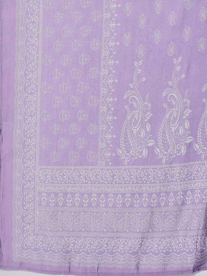 Printed Chanderi Kurta With Pants &amp; Dupatta