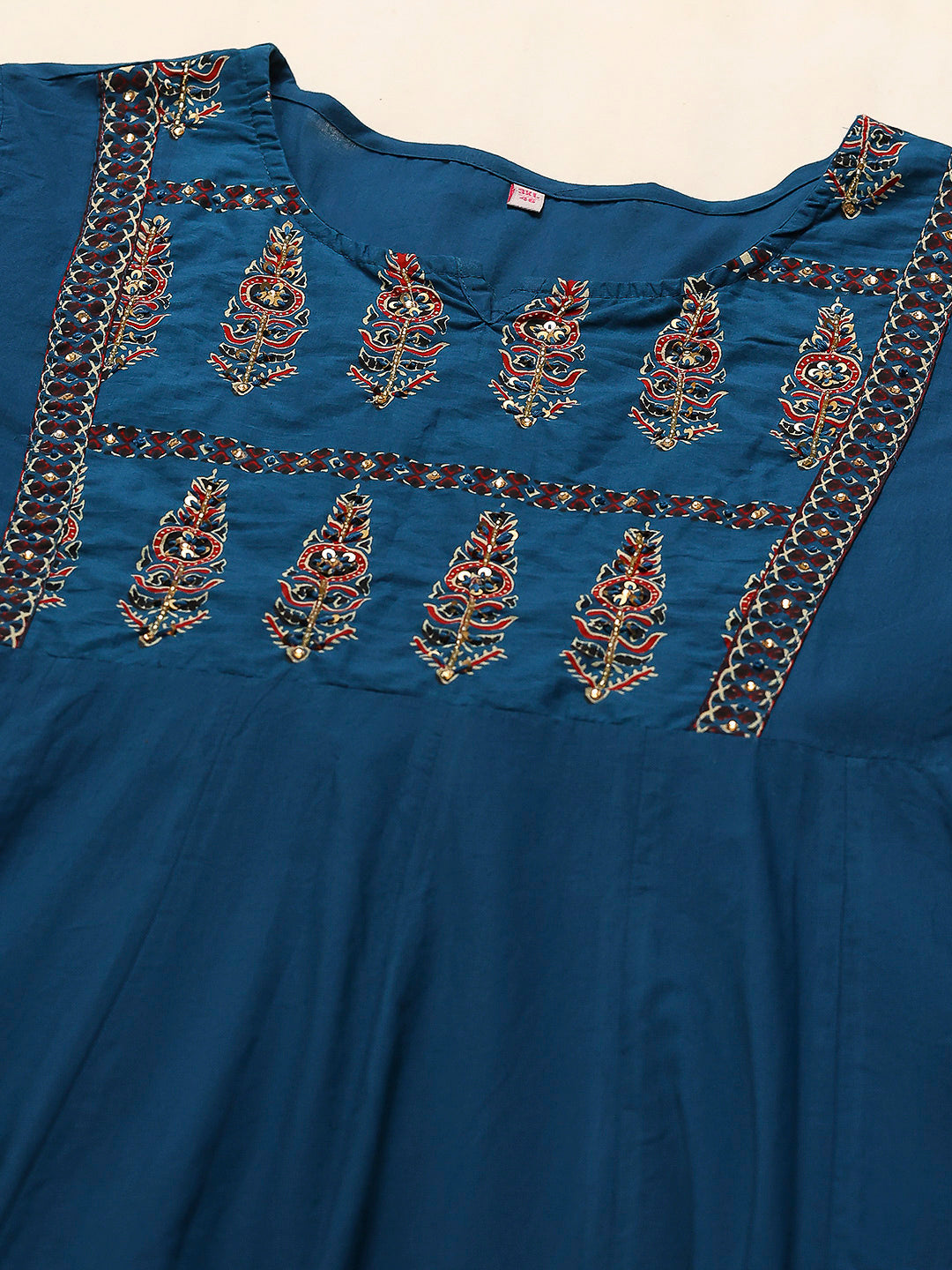 Embroidered Cotton Kurta With Pants &amp; Dupatta