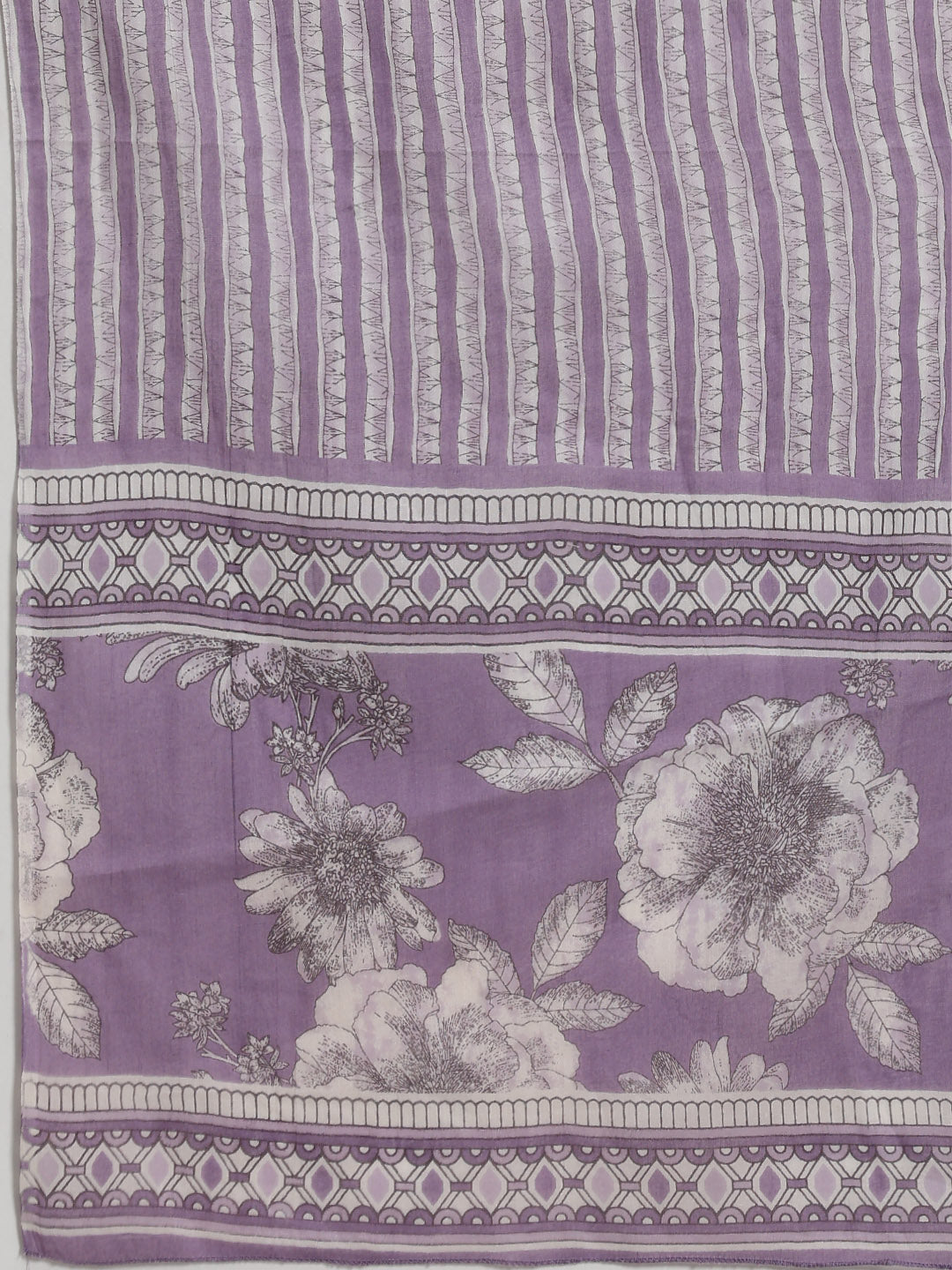Floral Parinted Cotton Blend Kurta With Pants &amp; Dupatta