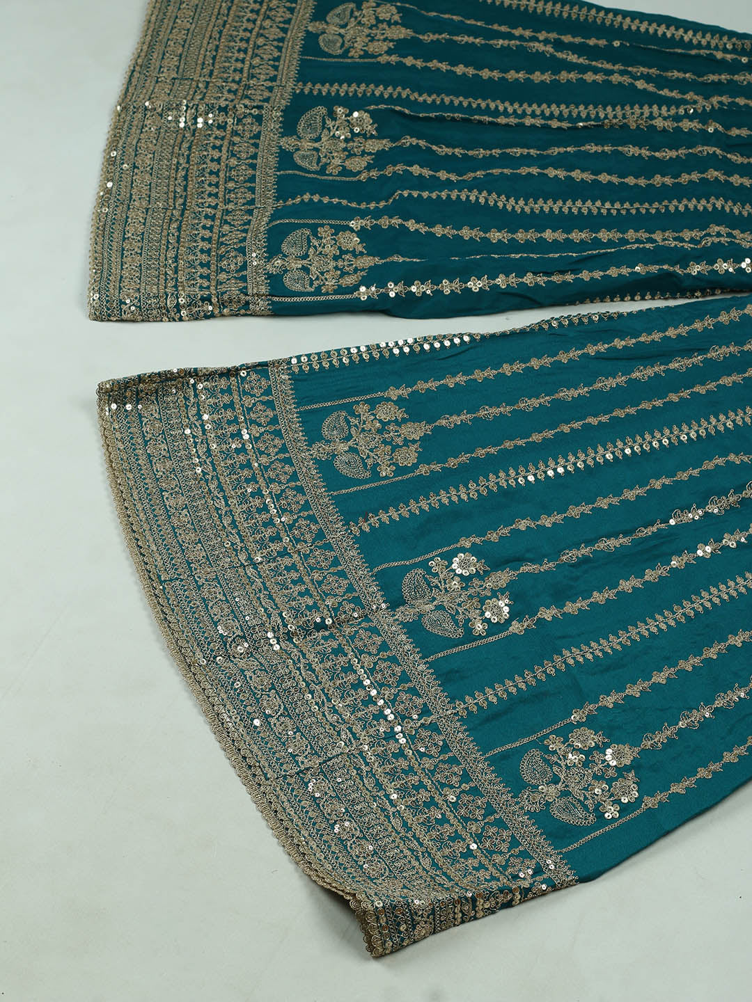 Embroidered Chinon Unstitched Suit With Pant &amp; Dupatta
