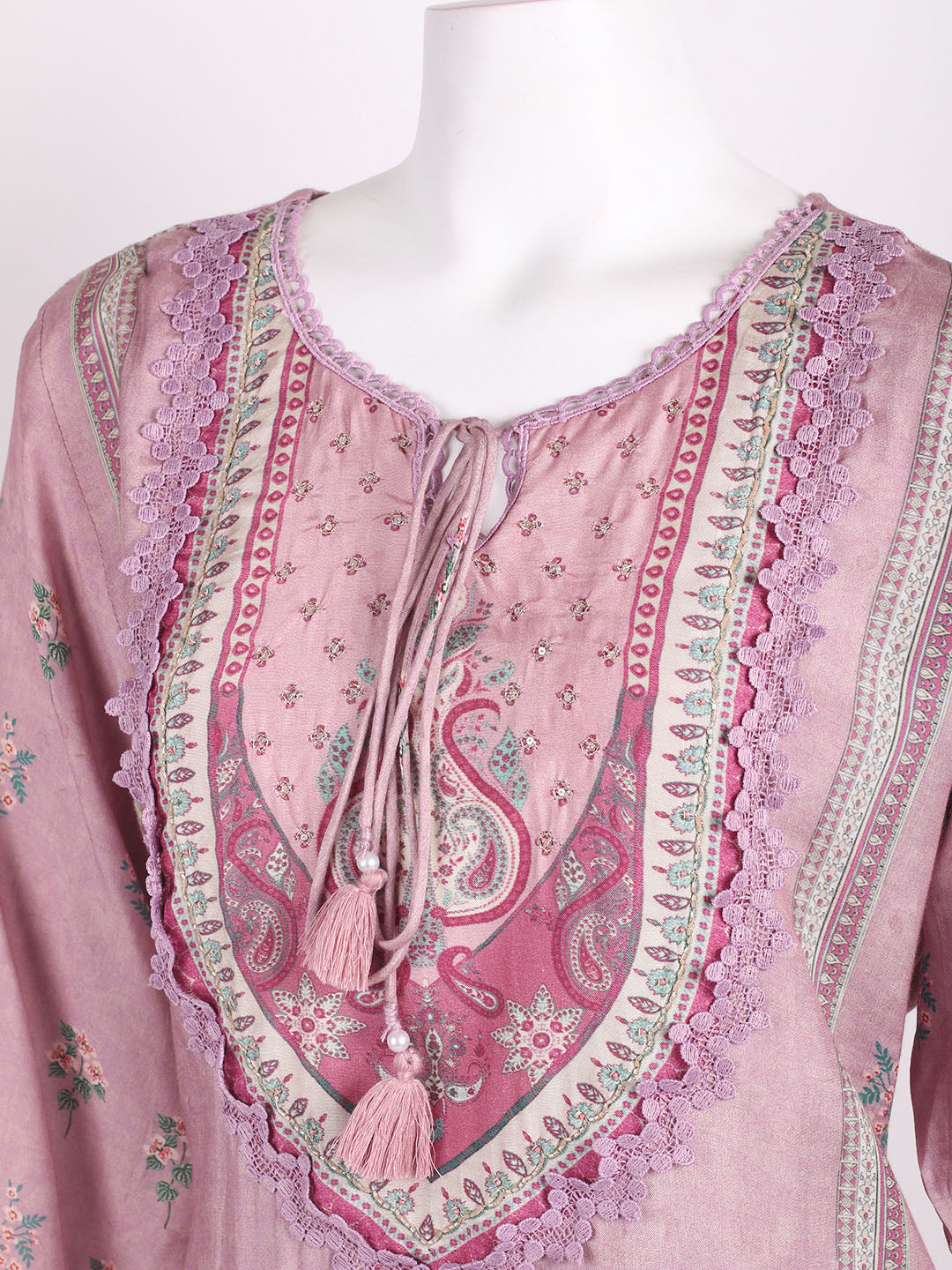 Floral Printed Muslin Kurta With Pants &amp; Dupatta