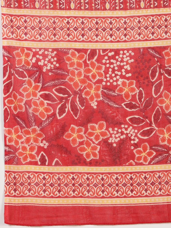 Printed Cotton Blend Kurta With Pant &amp; Dupatta