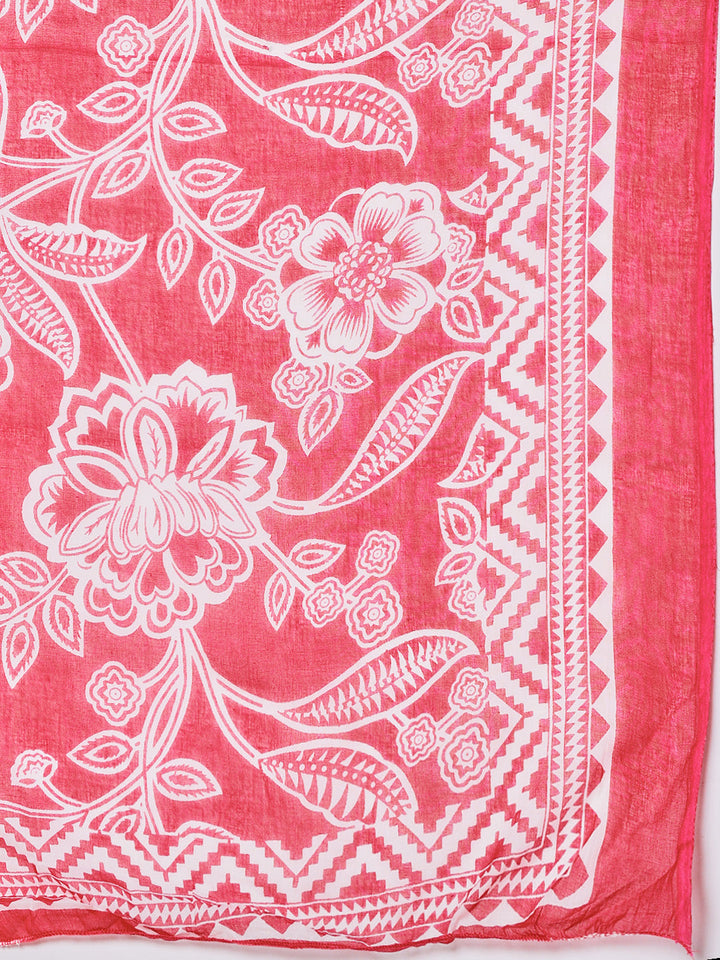 Printed Cotton Blend Kurta With Pants &amp; Dupatta