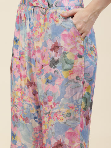 Sky Blue Pink Hues Co-ord Set Short Kurta