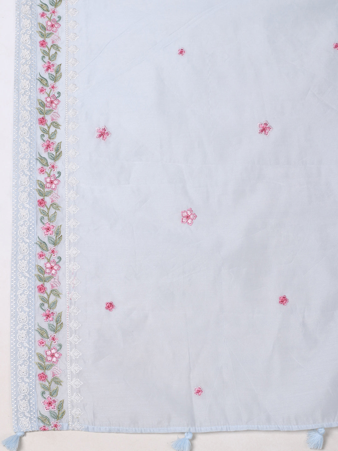 Embroidered Chanderi Kurta With Pant & Dupatta