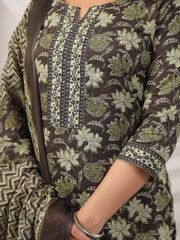 Printed Cotton Blend Kurta With Pants & Dupatta