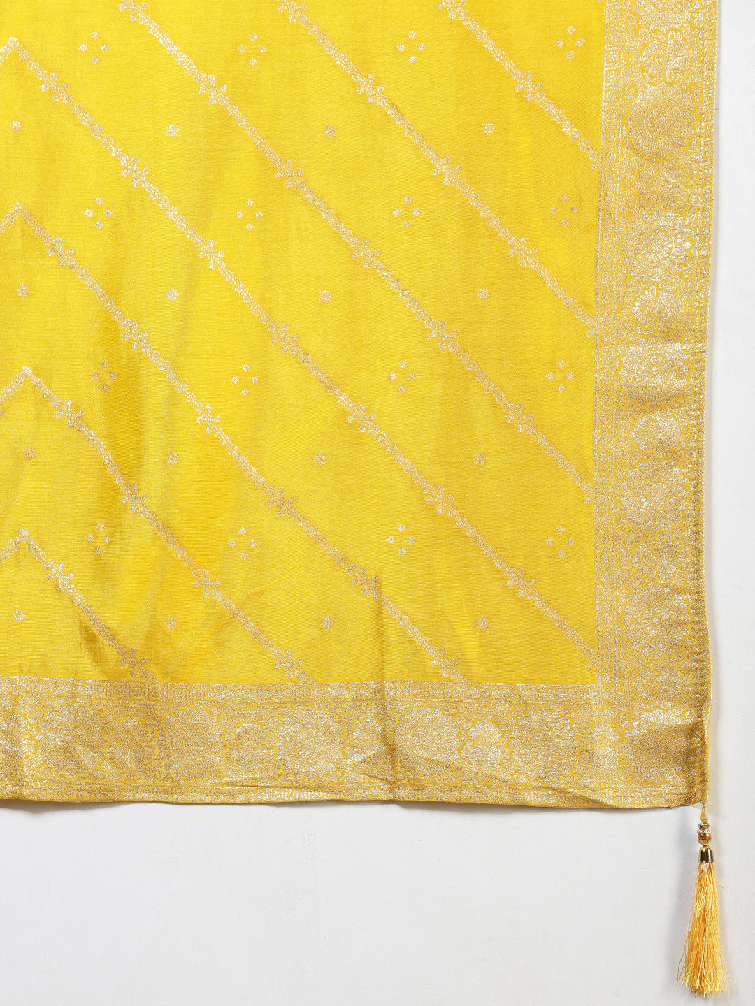 Banarasi Weave Tissue Kurta With Pants & Dupatta