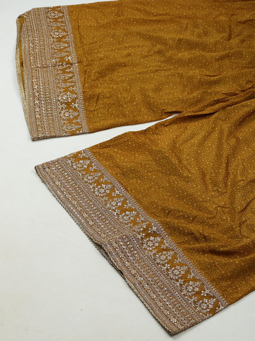 Embroidered Art Silk Unstitched Suit With Dupatta