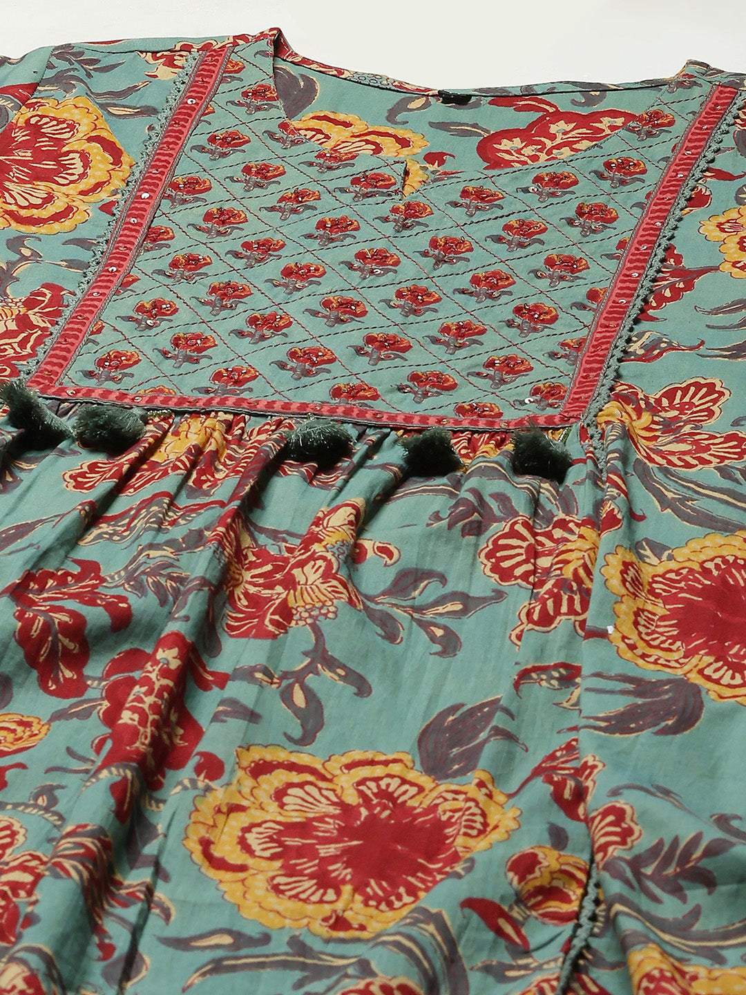 Printed Cotton Kurta With Pant &amp; Dupatta