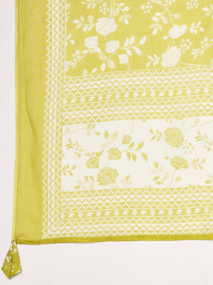 Printed Cotton Blend Kurta With Pant &amp; Dupatta