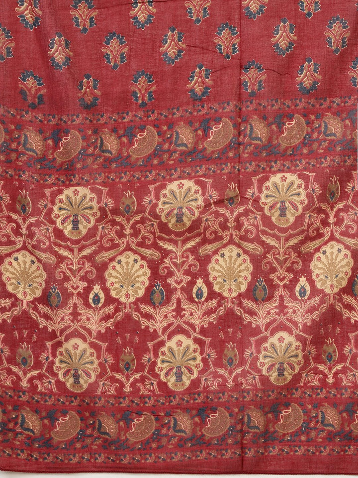 Printed Cotton Blend Kurta With Pant &amp; Dupatta