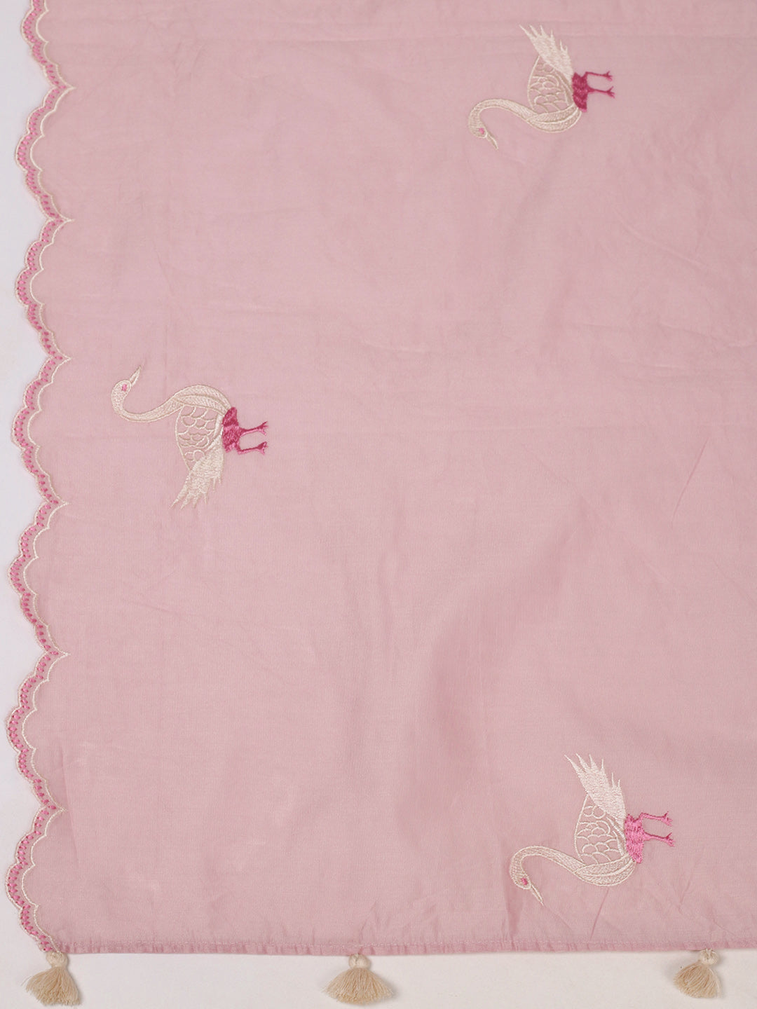 Embroidered Chanderi Kurta With Pant & Dupatta