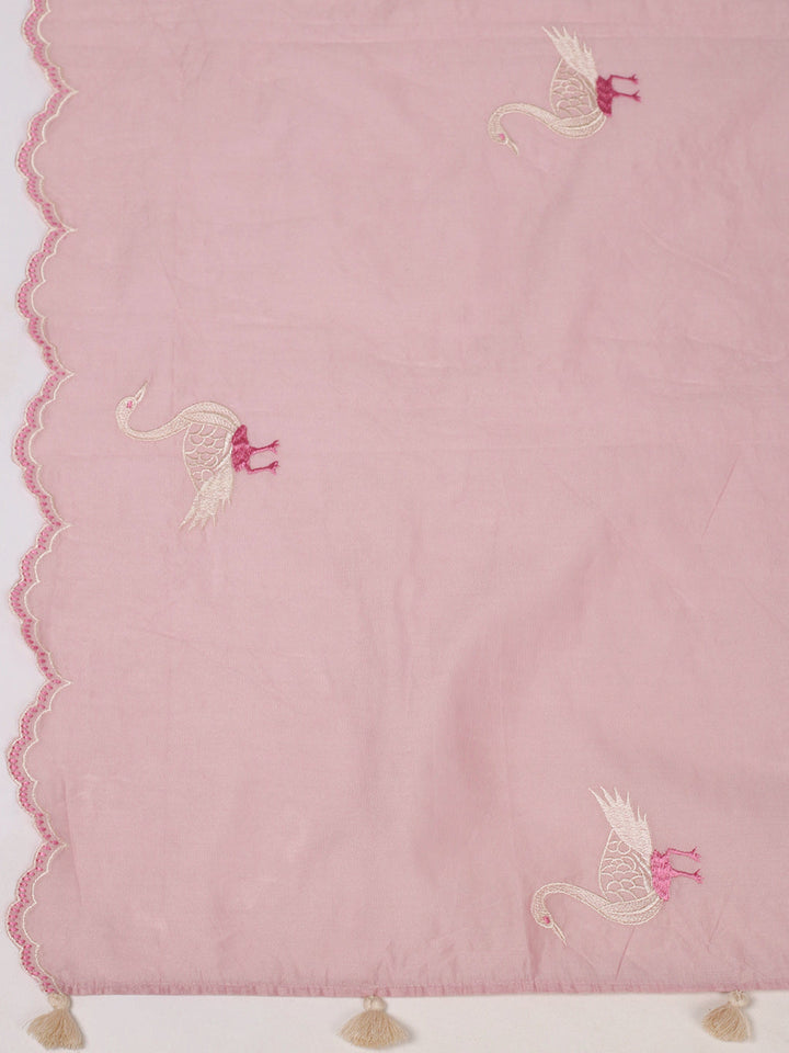 Embroidered Chanderi Kurta With Pant &amp; Dupatta