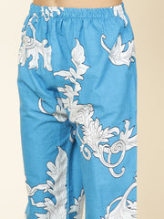 Floral Printed Cotton Kurta With Pants