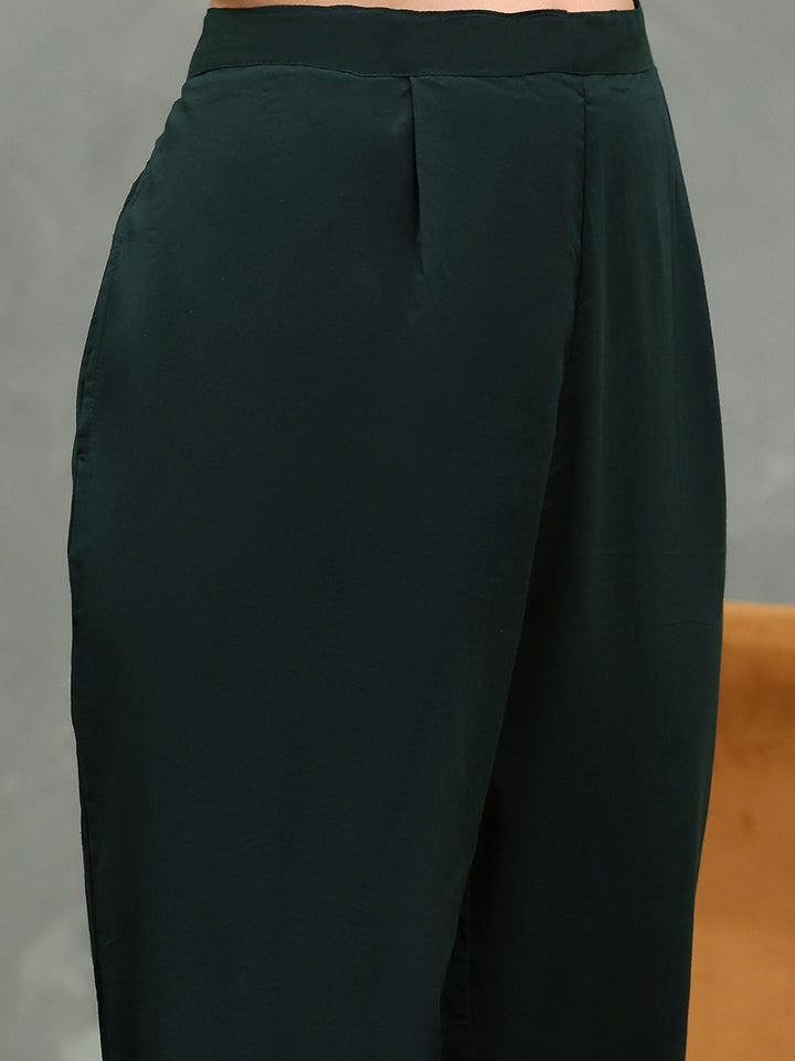 Embroidered Cotton Kurta With Pants &amp; Dupatta