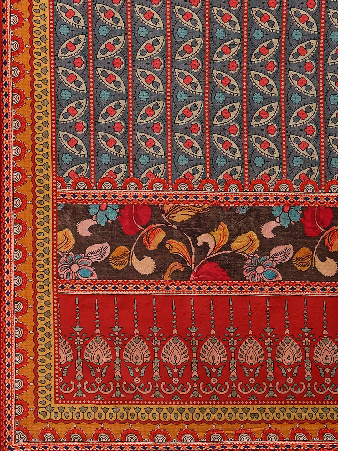 Printed Cotton Blend Kurta With Pants &amp; Dupatta