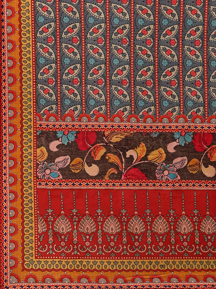 Printed Cotton Blend Kurta With Pants &amp; Dupatta