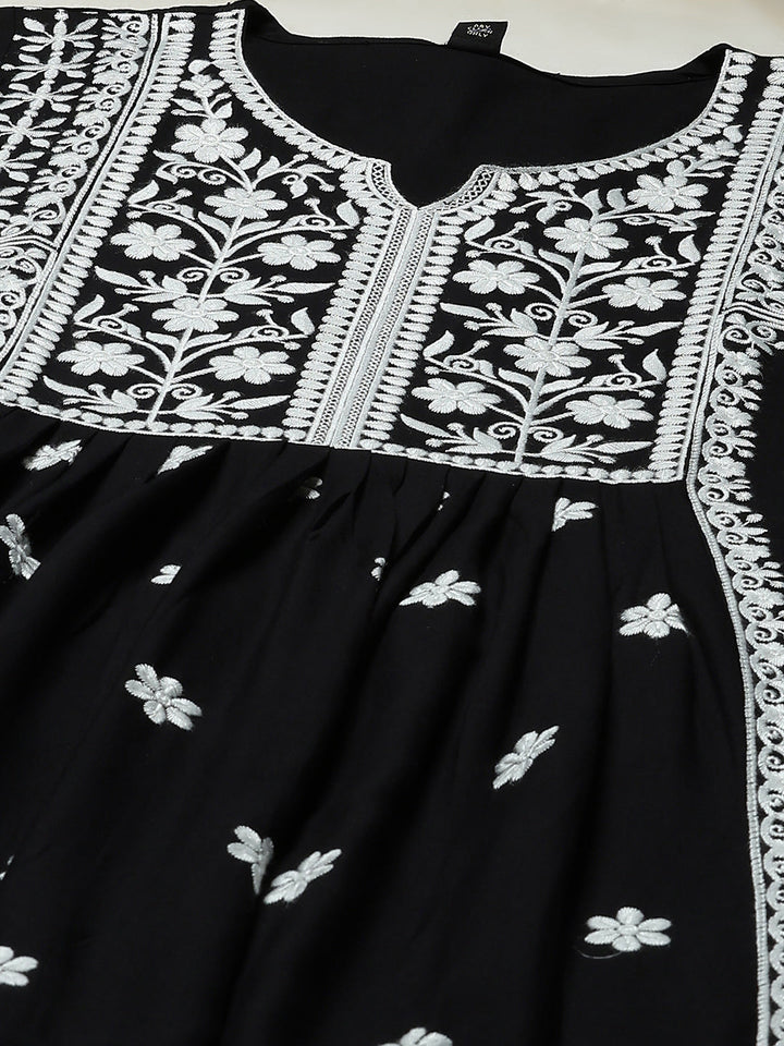 Embroidered Cotton Kurta With Pant &amp; Dupatta