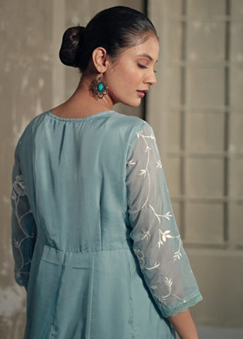 Embroidery Jaal Organza Kurta With Pants & Dupatta