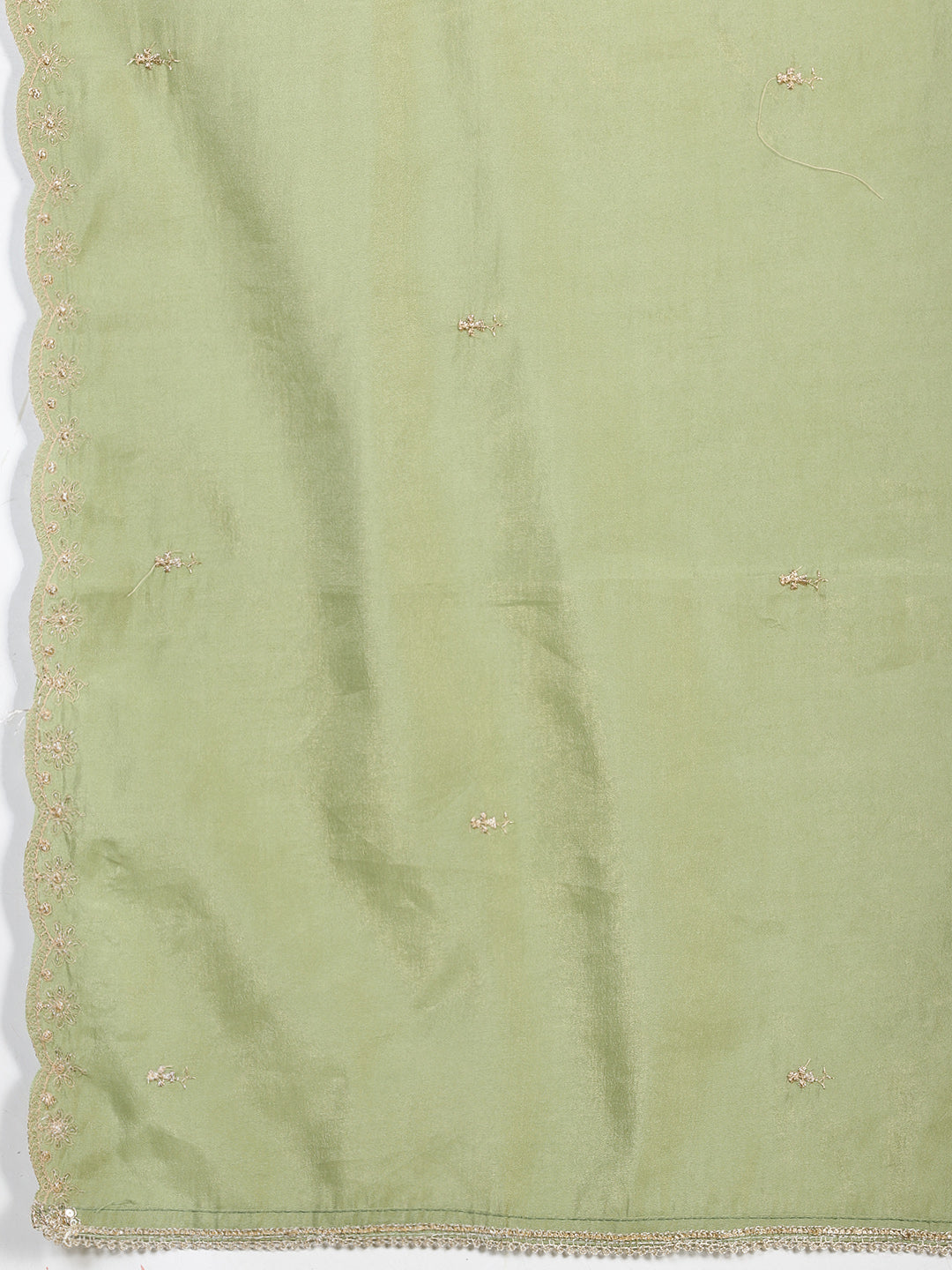 Neck Zari Embroidered Chanderi Kurta With Pants & Dupatta