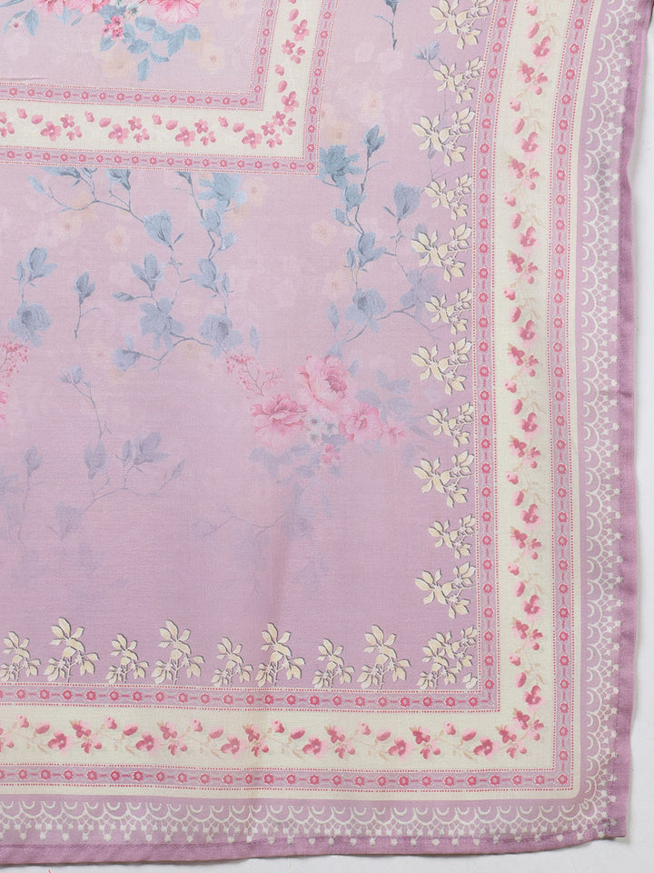 Printed Cotton Blend Kurta With Pants &amp; Dupatta