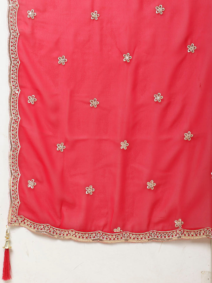Resham Embroidery Georgette Kurta With Lehenga &amp; Dupatta