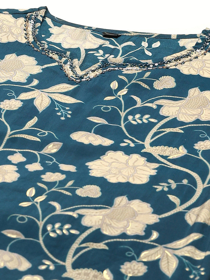 Printed Cotton Blend Kurta With Pants &amp; Dupatta
