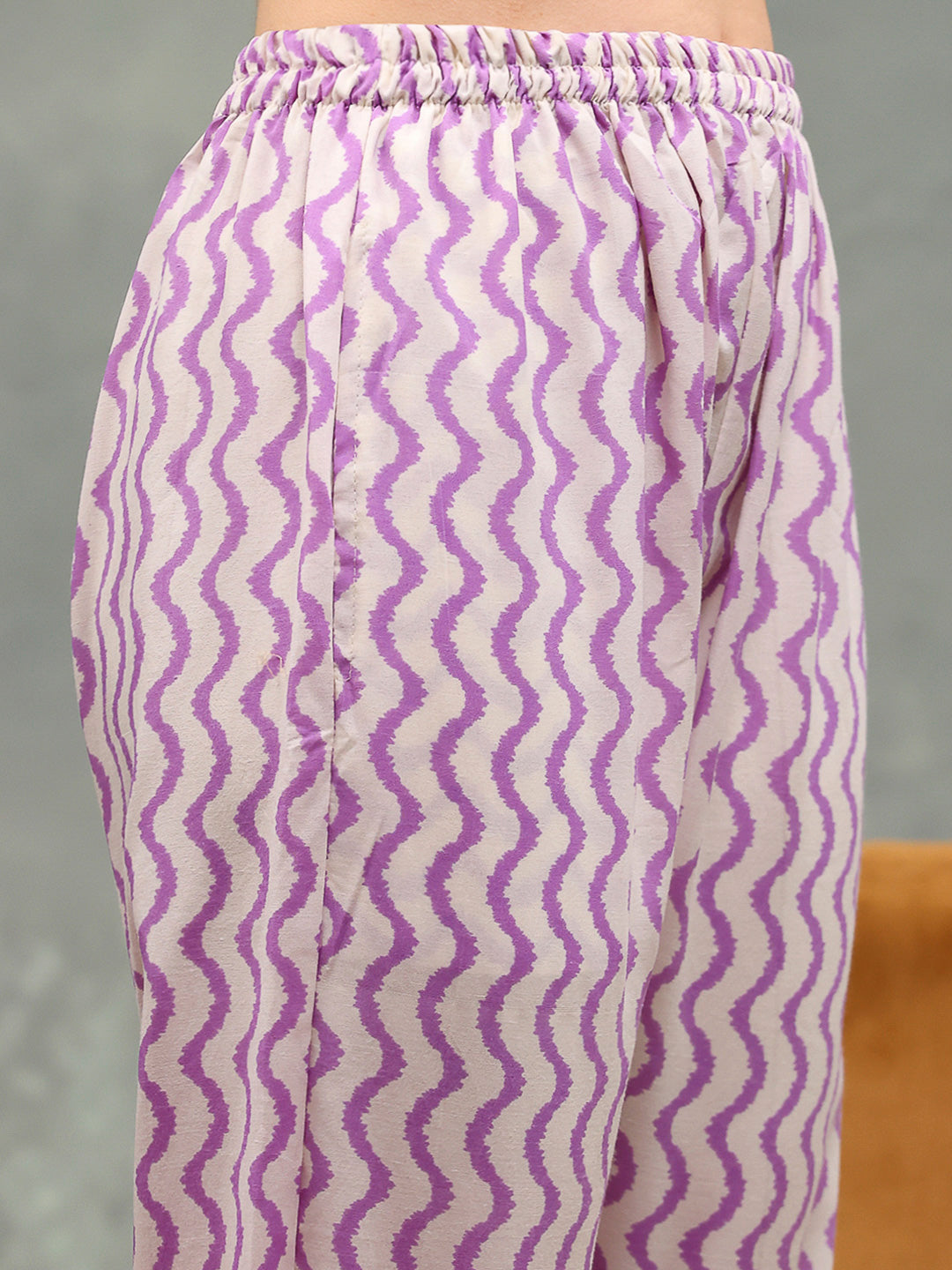Printed Cotton Blend Kurta With Pants & Dupatta